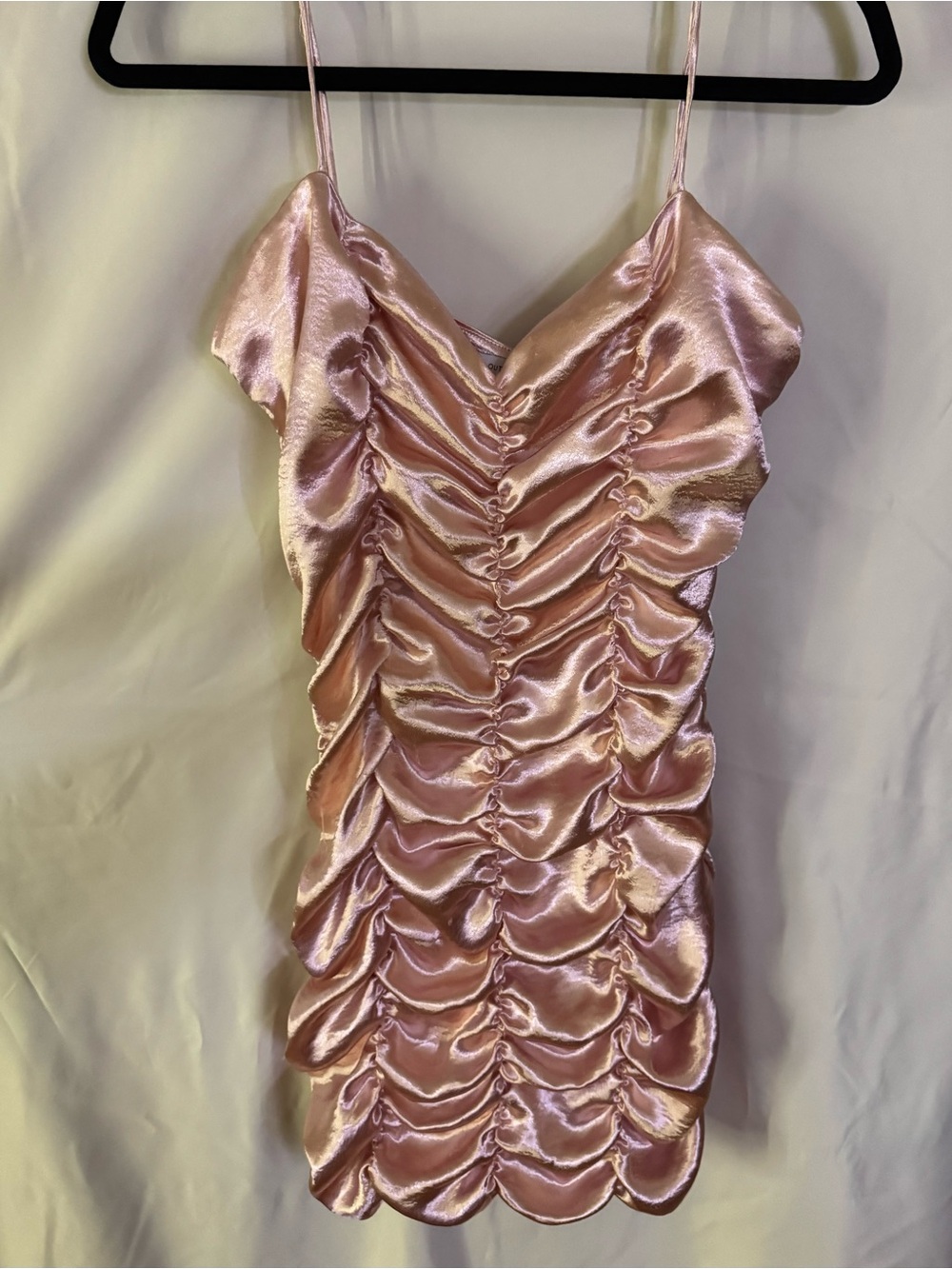 Urban Outfitters Pink Satin Ruched Mini Dress Size L